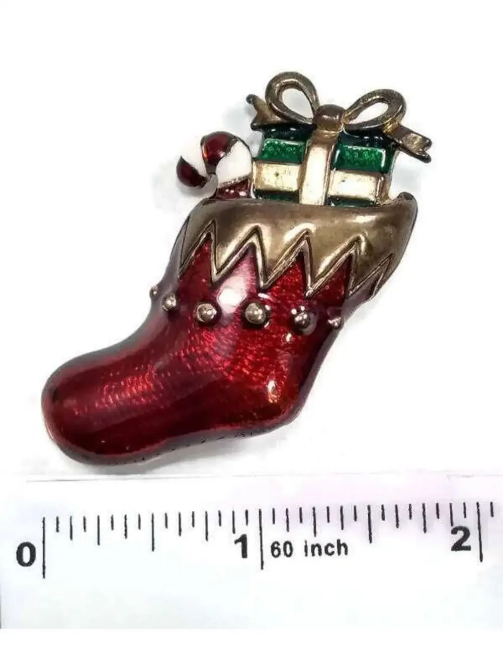 Vintage Christmas Stocking Brooch.